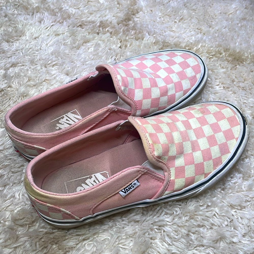 Pink and white checkered vans